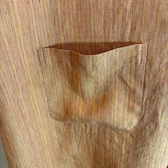 ESKANDAR Sz  1 (vanity) Dress Tunic Mao Collar Patch Pockets 100% Linen Unlined - Picture 3 of 9